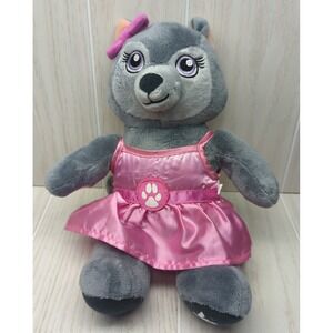 Build a Bear Great Wolf Lodge Violet 11" Plush wears pink satin dress